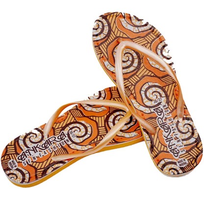 SNP Footwear Women's Flip Flops - Flat Beach Slippers Orange & White