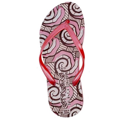 SNP Footwear Women's Flip Flops - Flat Beach Slippers Red & White