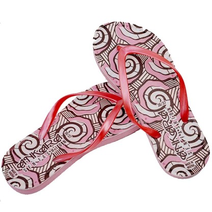 SNP Footwear Women's Flip Flops - Flat Beach Slippers Red & White