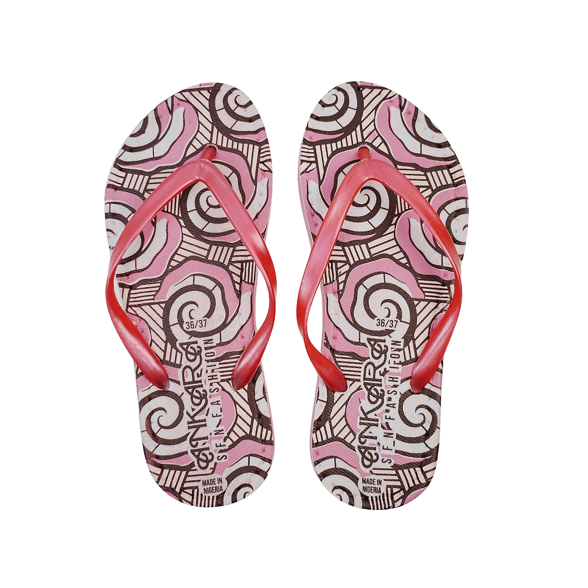 SNP Footwear Women's Flip Flops - Flat Beach Slippers Red & White