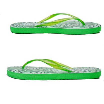 SNP Footwear Women's Flip Flops - Flat Beach Slippers Green & White