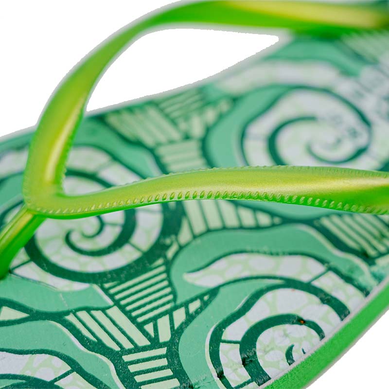 SNP Footwear Women's Flip Flops - Flat Beach Slippers Green & White