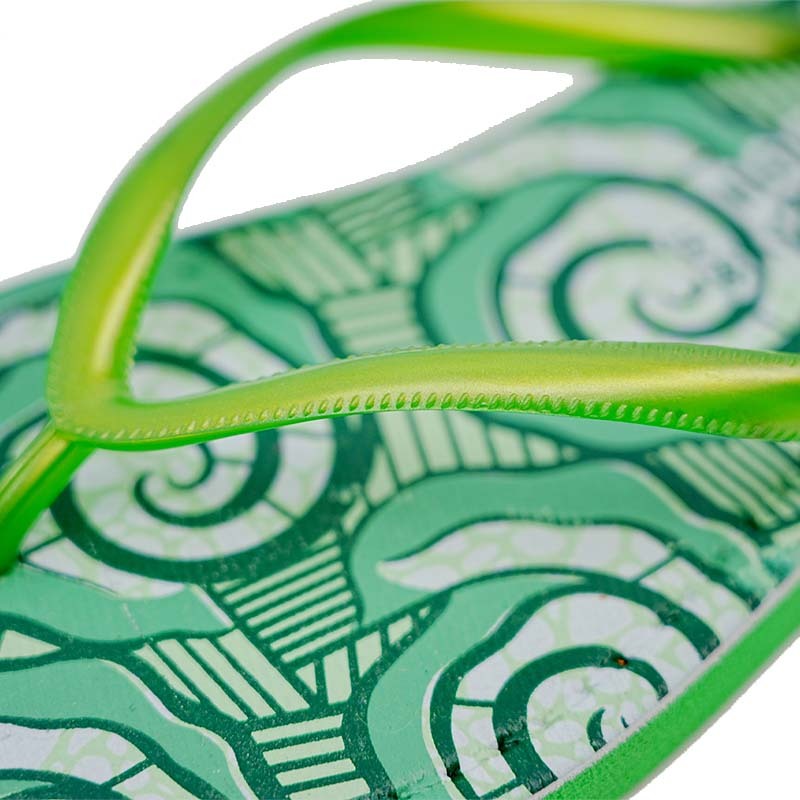 SNP Footwear Women's Flip Flops - Flat Beach Slippers Green & White