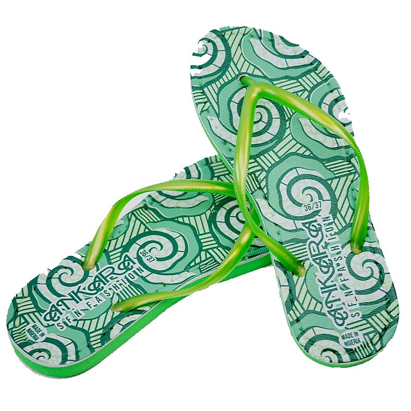 SNP Footwear Women's Flip Flops - Flat Beach Slippers Green & White