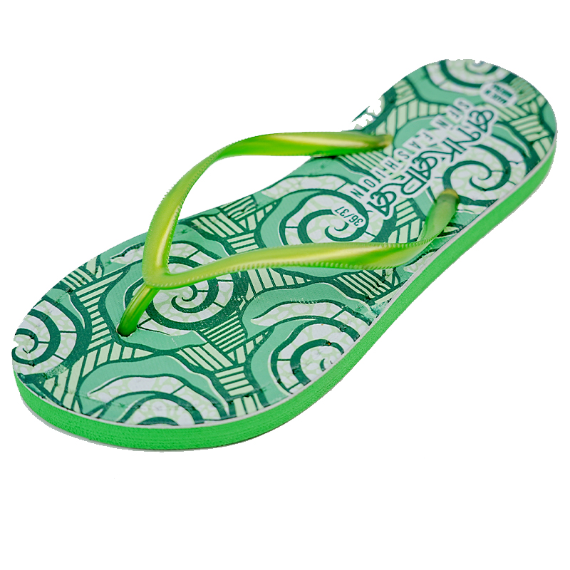 SNP Footwear Women's Flip Flops - Flat Beach Slippers Green & White
