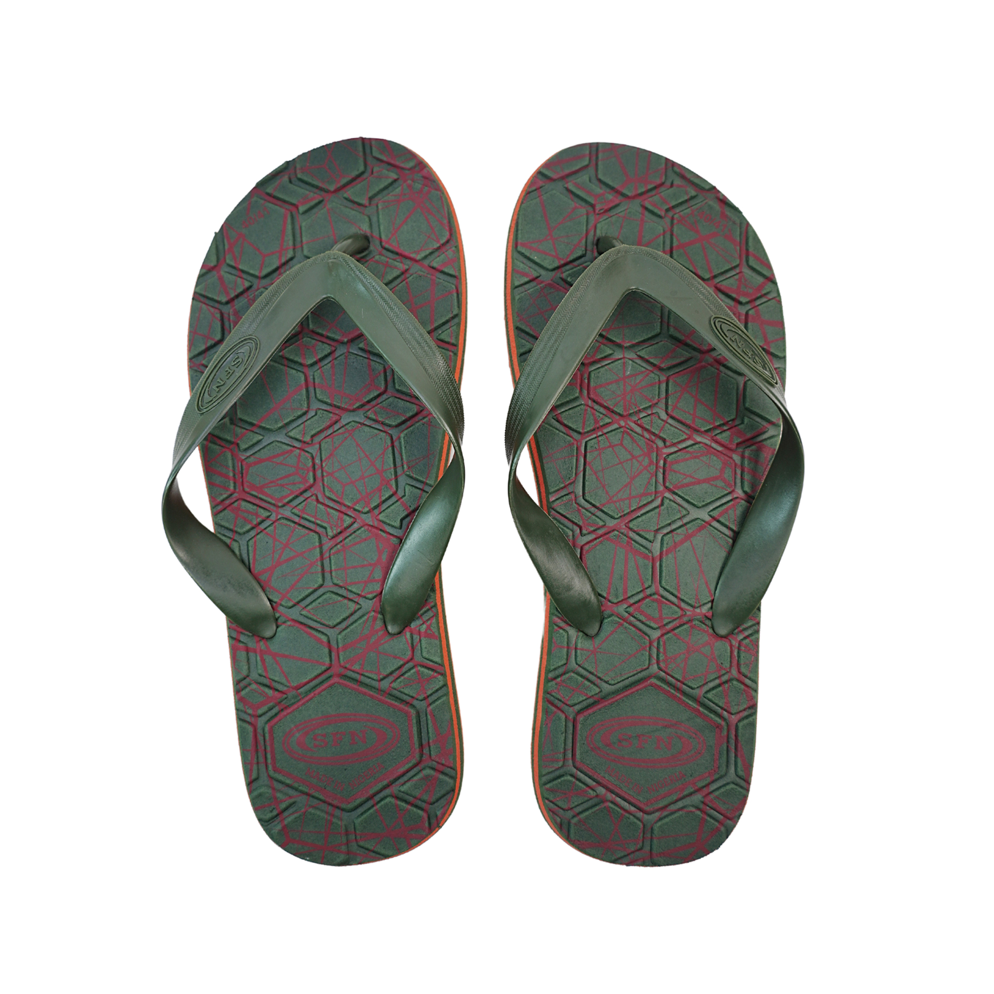SNP Footwear Top Men's Flip Flops - Flat Beach Slippers Dark Green