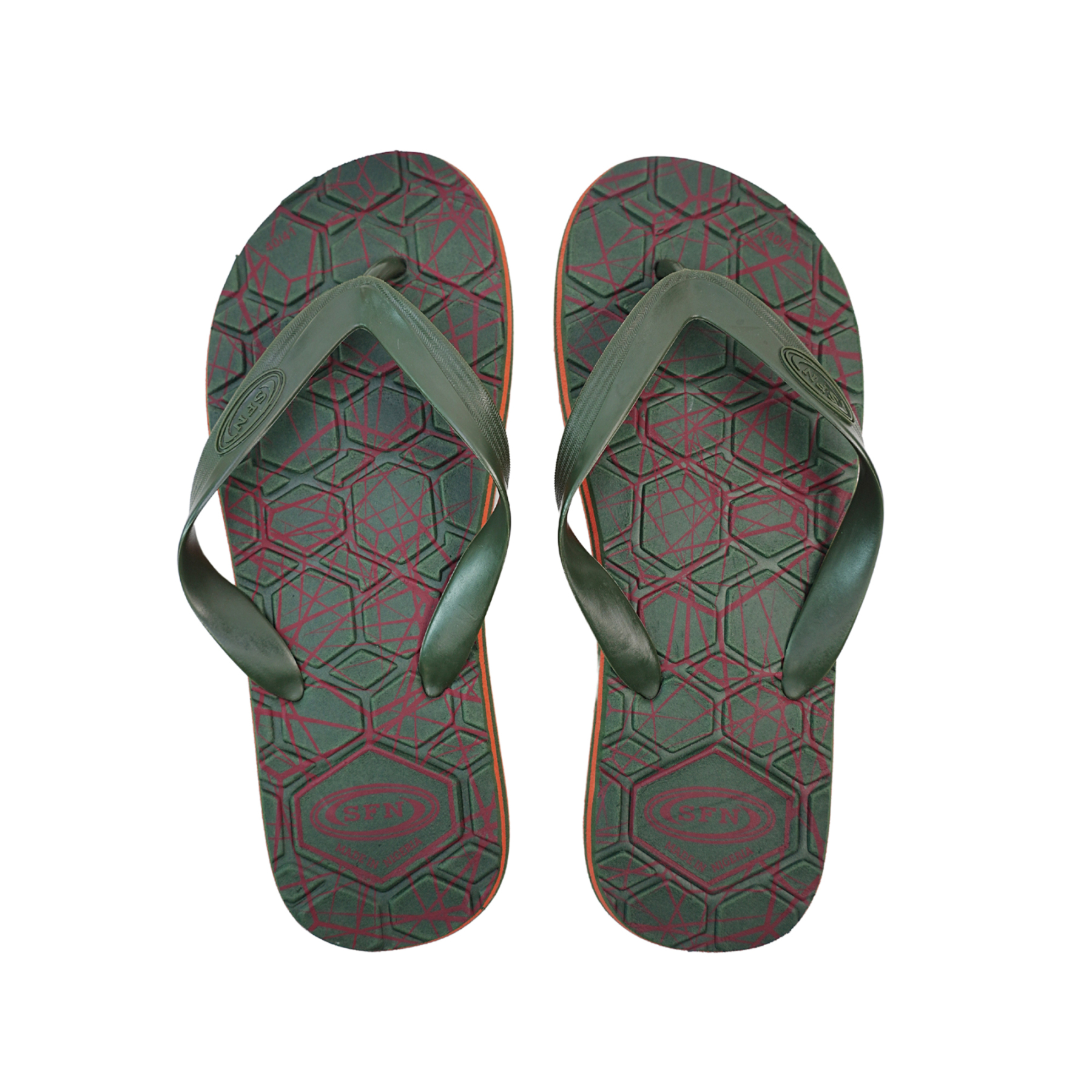 SNP Footwear Men's Flip Flops – Flat Beach Slippers Dark Green