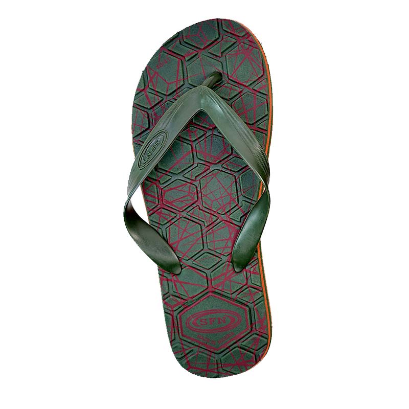 SNP Footwear Top Men's Flip Flops - Flat Beach Slippers Dark Green