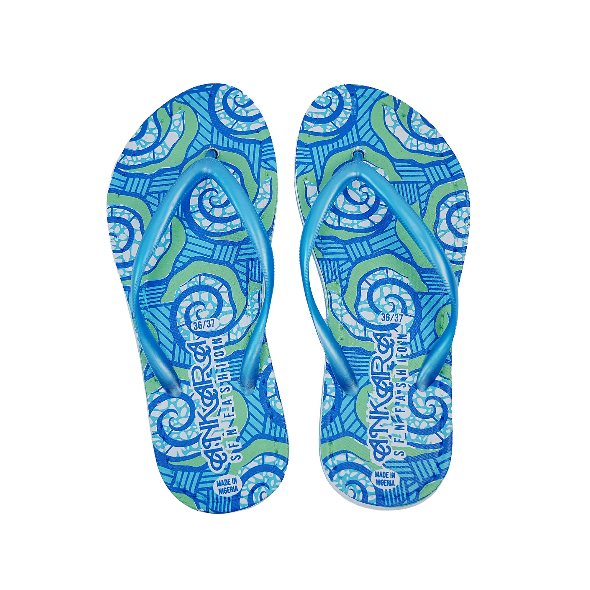SNP Footwear Women's Flip Flops - Flat Beach Slippers  Blue & White