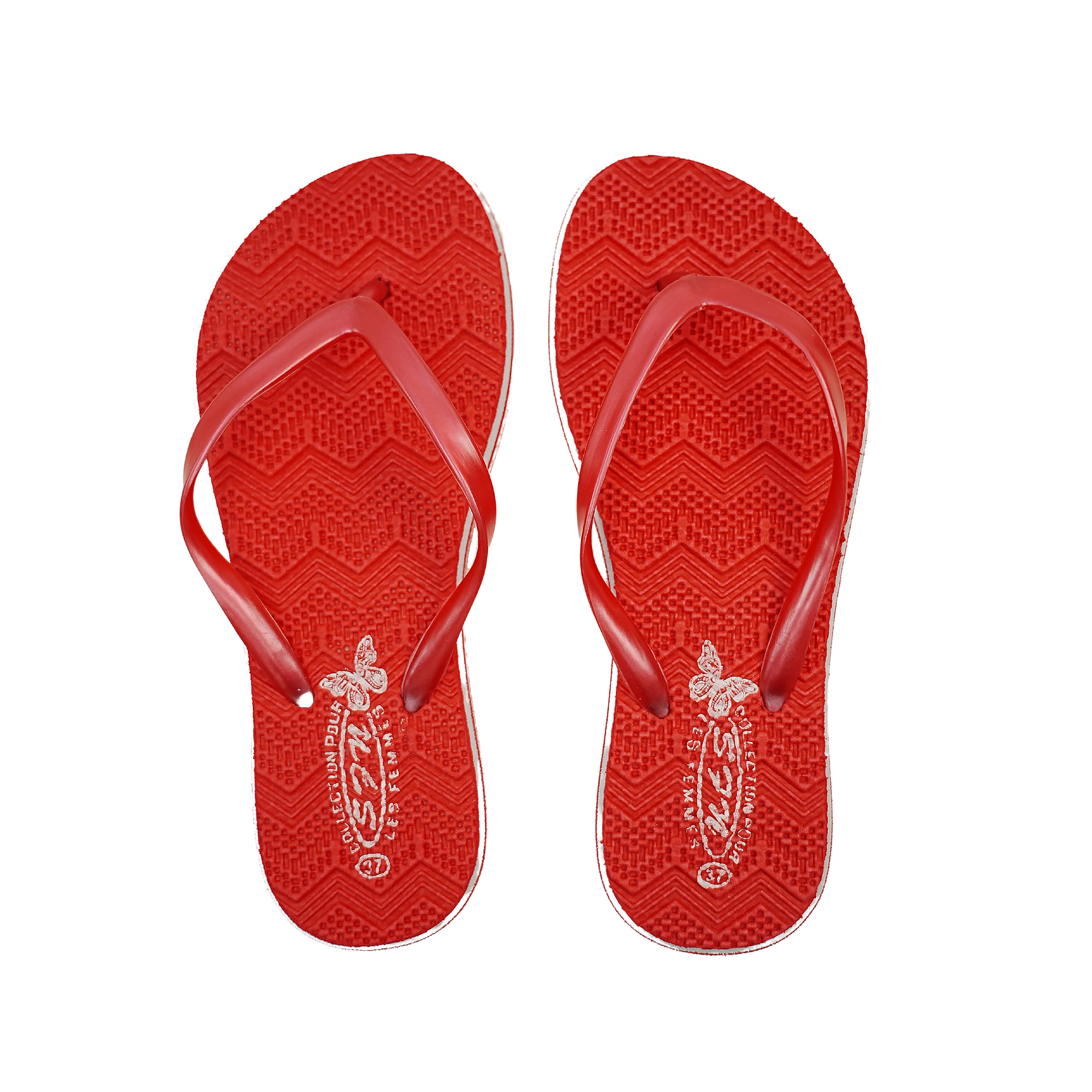 SNP Footwear Women's Flip Flops - Flat Beach Slippers Red