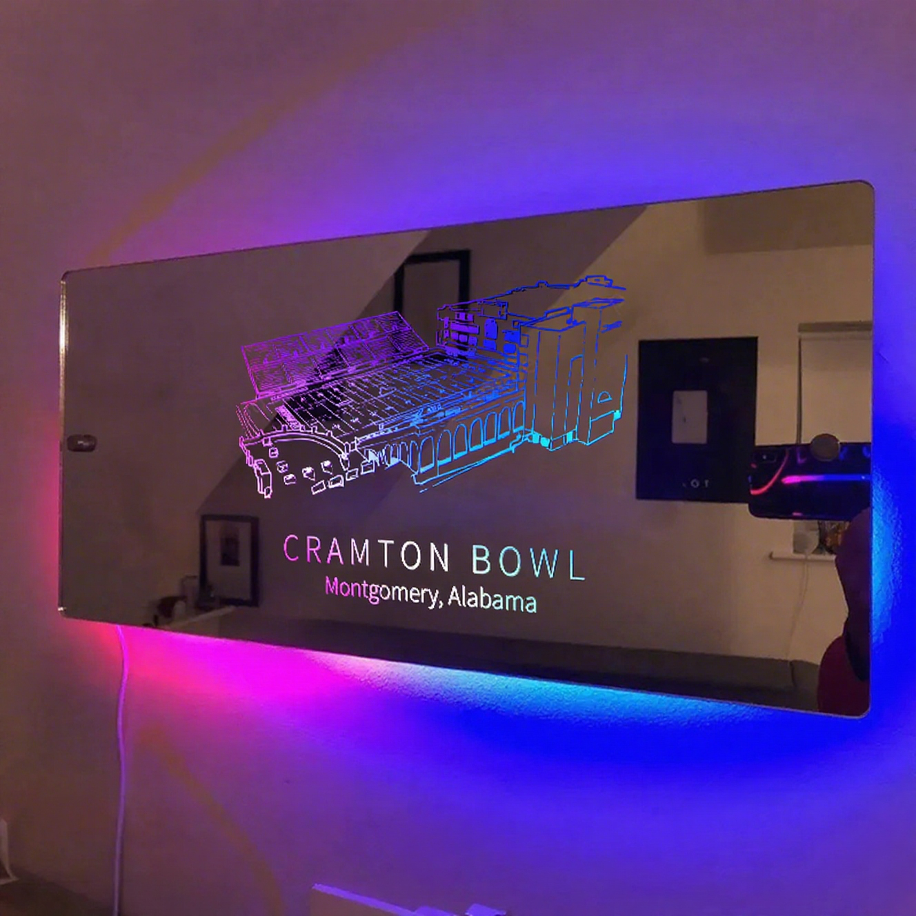 Cramton Bowl Stadium Mirror Light-Gifts For Sports Lovers、Alabama、NACC、Camellia Bowl