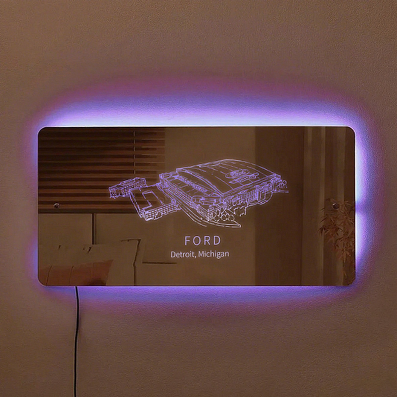 Ford Field Stadium Mirror Light-Gifts For Sports Lovers、Detroit Lions、Michigan、NFL