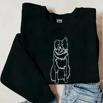 Custom Embroidered Sweatshirts, Full-Body Pet Sketches Embroidered-forlovever