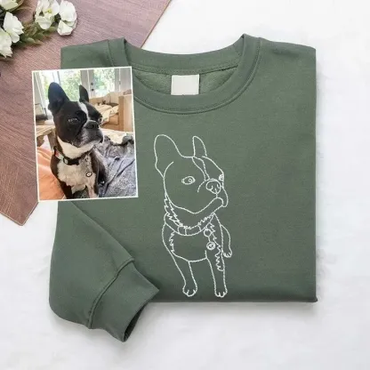 Custom Embroidered Sweatshirts, Full-Body Pet Sketches Embroidered-forlovever