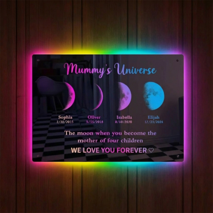 Custom Led Mirror Light Frame with text and date-mum's universe
