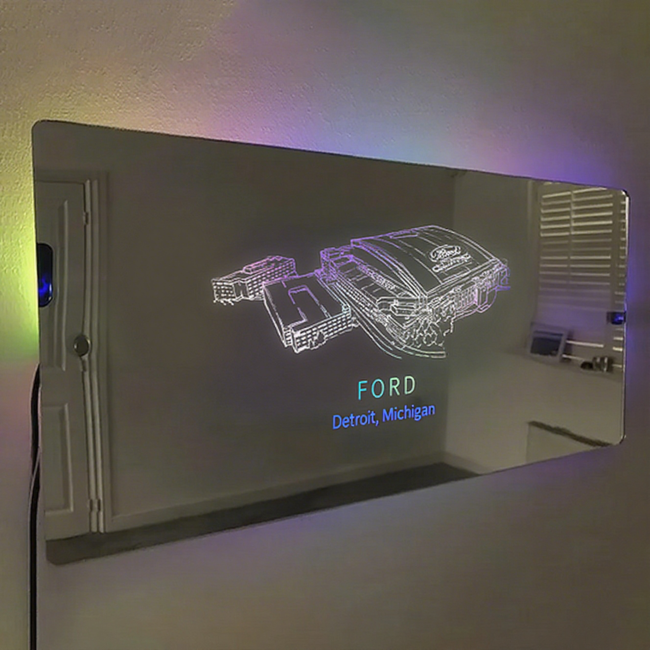 Ford Field Stadium Mirror Light-Gifts For Sports Lovers、Detroit Lions、Michigan、NFL