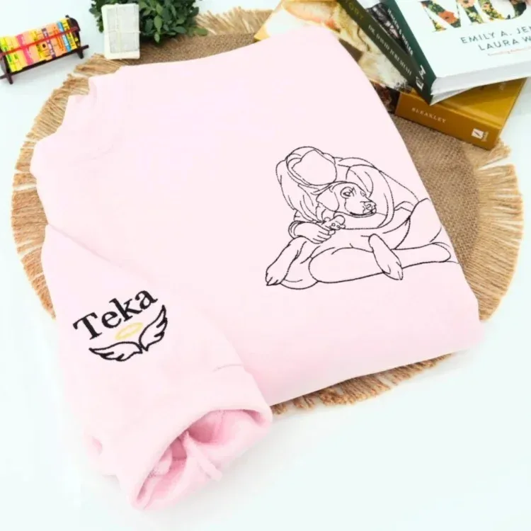 Custom Embroidered Sweatshirts, Full-Body Pet Sketches Embroidered-forlovever