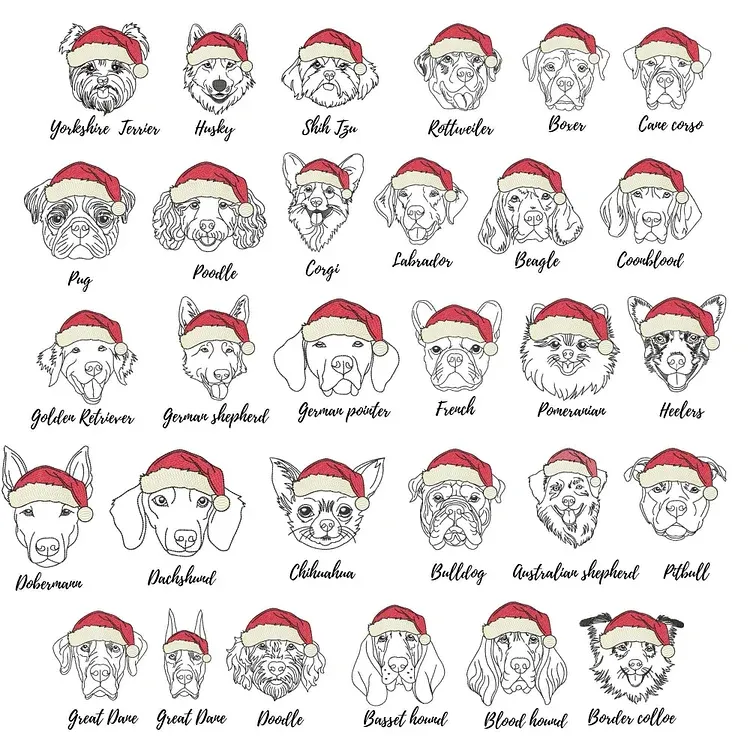 Custom Embroidered Santa Hat Pet Outline Portrait Sweatshirt , Merry Christmas Gifts