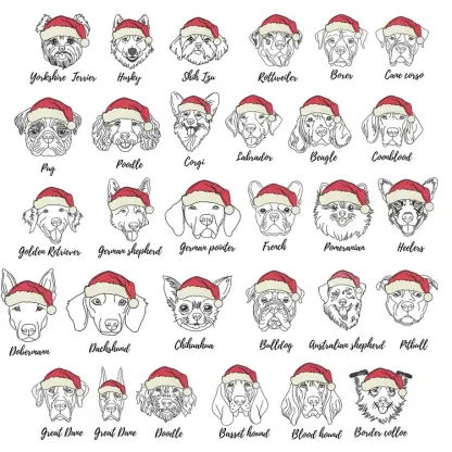 Custom Embroidered Santa Hat Pet Outline Portrait Sweatshirt , Merry Christmas Gifts