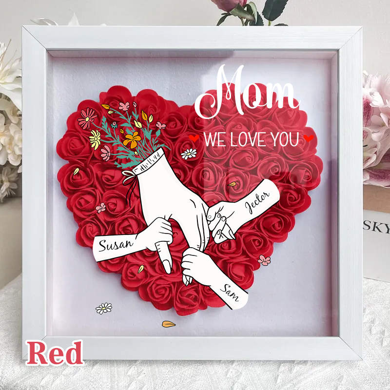 Family Love Blooms Forever – Custom Mum & Grandma Flower Shadow Box with Names