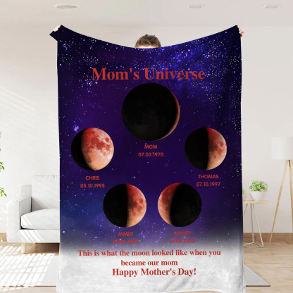 Mummy's Universe - Personalised Customised Starry Moon Phase Blanket