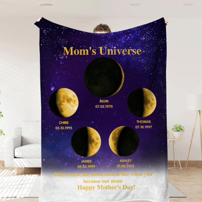 Mummy's Universe - Personalised Customised Starry Moon Phase Blanket