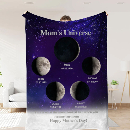Mummy's Universe - Personalised Customised Starry Moon Phase Blanket