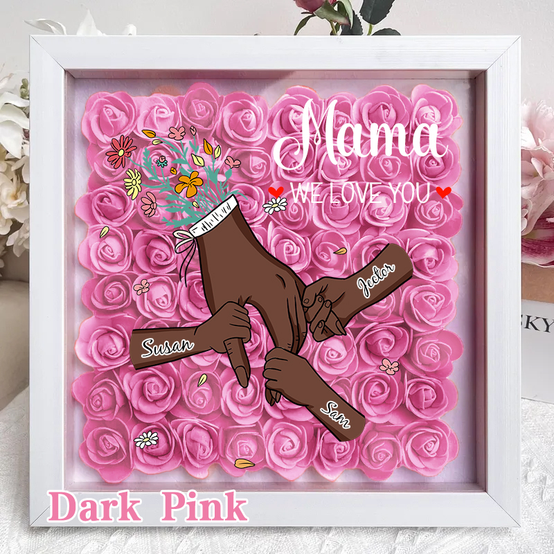 Family Love Blooms Forever – Custom Mum & Grandma Flower Shadow Box with Names