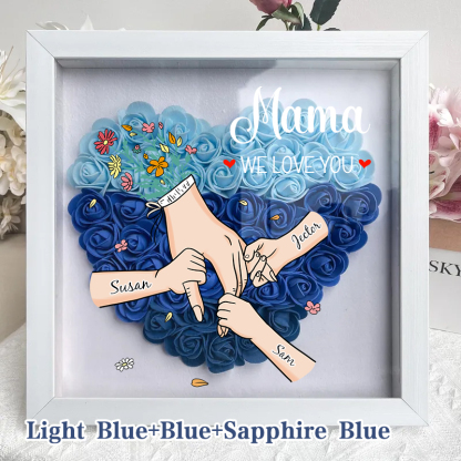 Family Love Blooms Forever – Custom Mum & Grandma Flower Shadow Box with Names