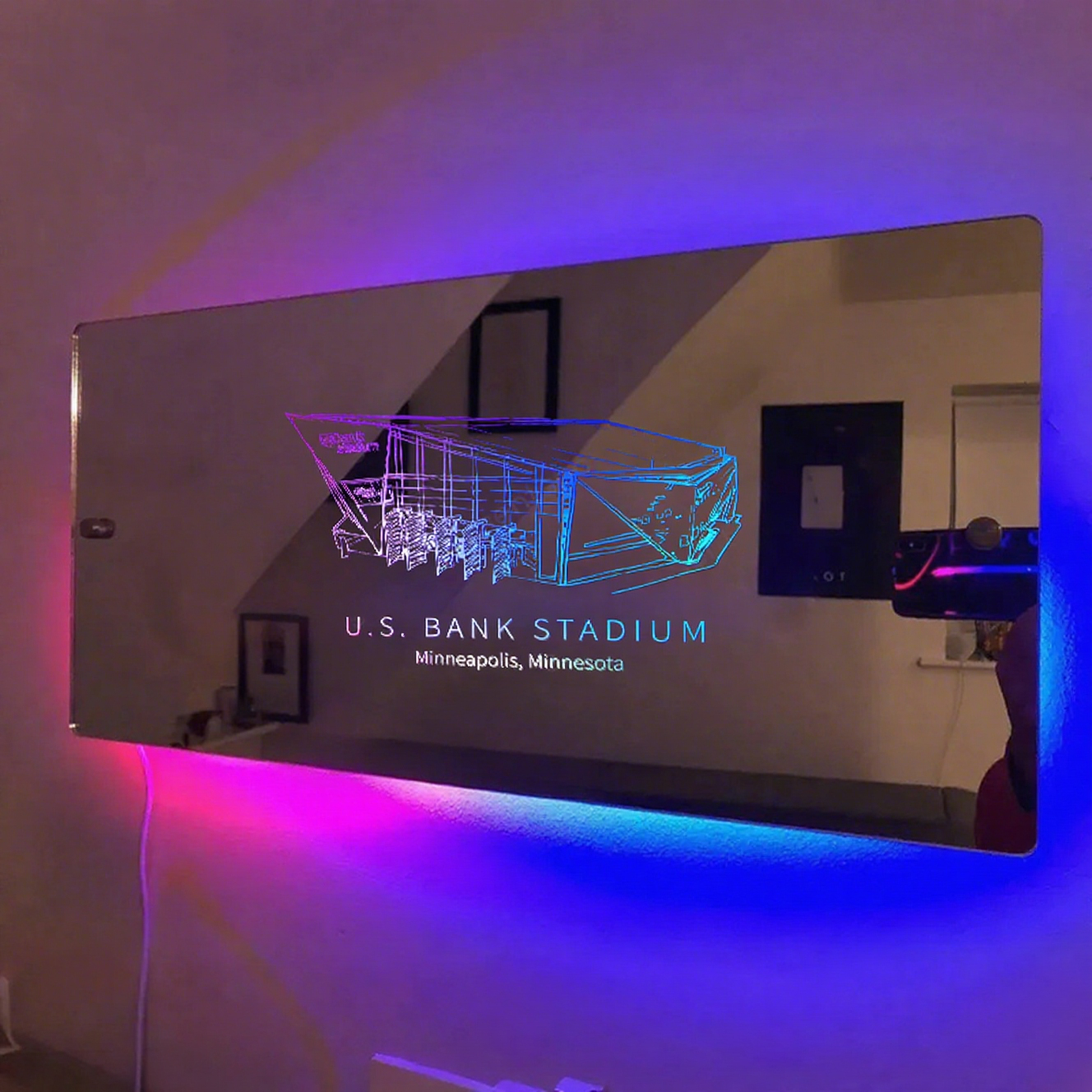 U.S. Bank Stadium Mirror Light-Gifts For Sports Lovers、Minnesota Vikings、NFC、Minnesota