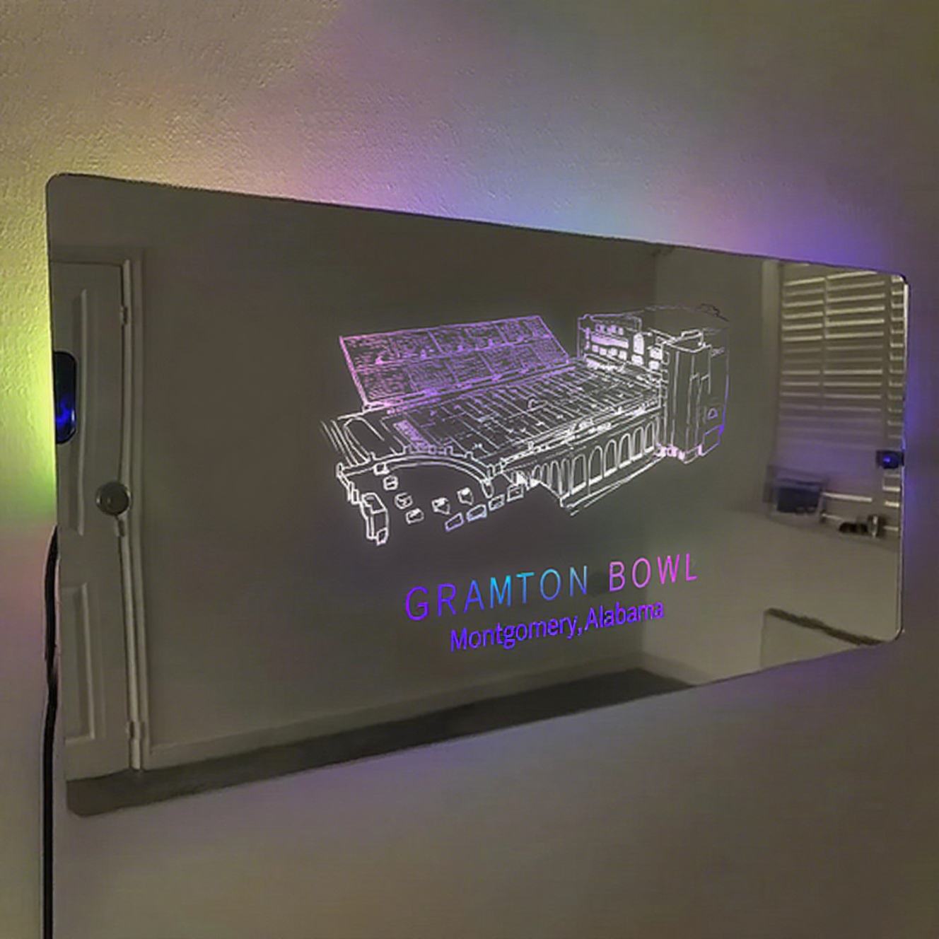 Cramton Bowl Stadium Mirror Light-Gifts For Sports Lovers、Alabama、NACC、Camellia Bowl