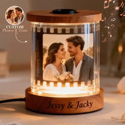 Personalized Photo Movie Night Light with Text, Music Movie Night Light with Engraving Option – The Perfect Valentine's Day Gift for Couples