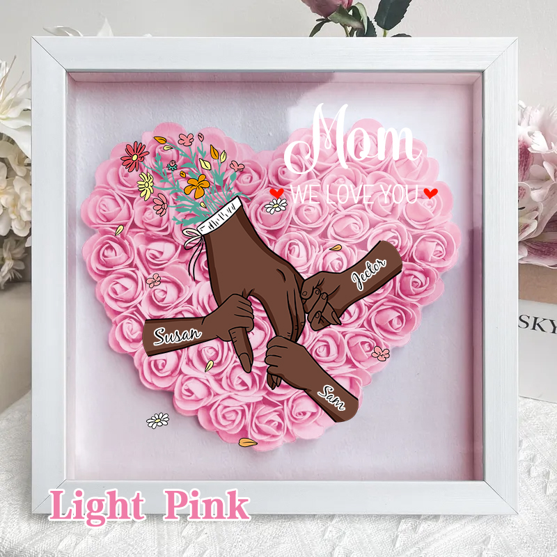 Family Love Blooms Forever – Custom Mum & Grandma Flower Shadow Box with Names