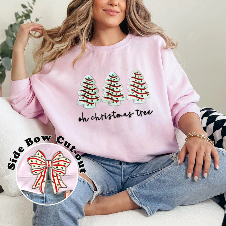 Oh Christmas Tree Cakes Embroidered Sweatshirt, Embroidery, Embroidered Apparel, Christmas, Cakes