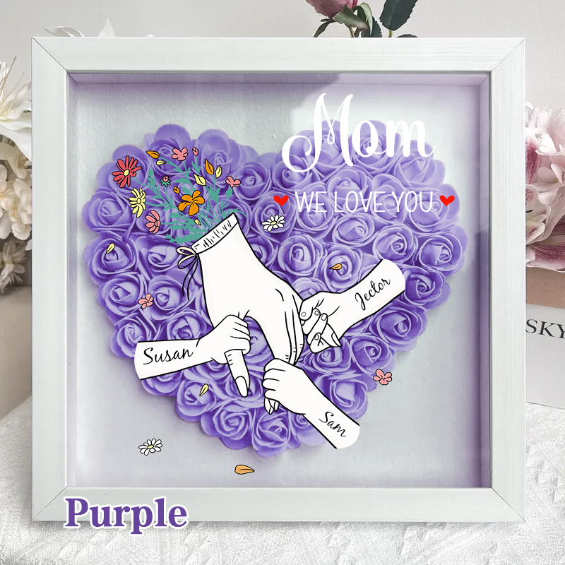 Family Love Blooms Forever – Custom Mum & Grandma Flower Shadow Box with Names
