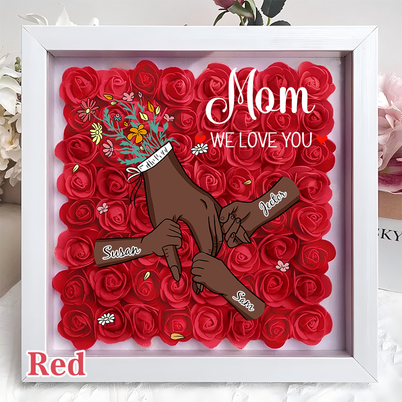 Family Love Blooms Forever – Custom Mum & Grandma Flower Shadow Box with Names