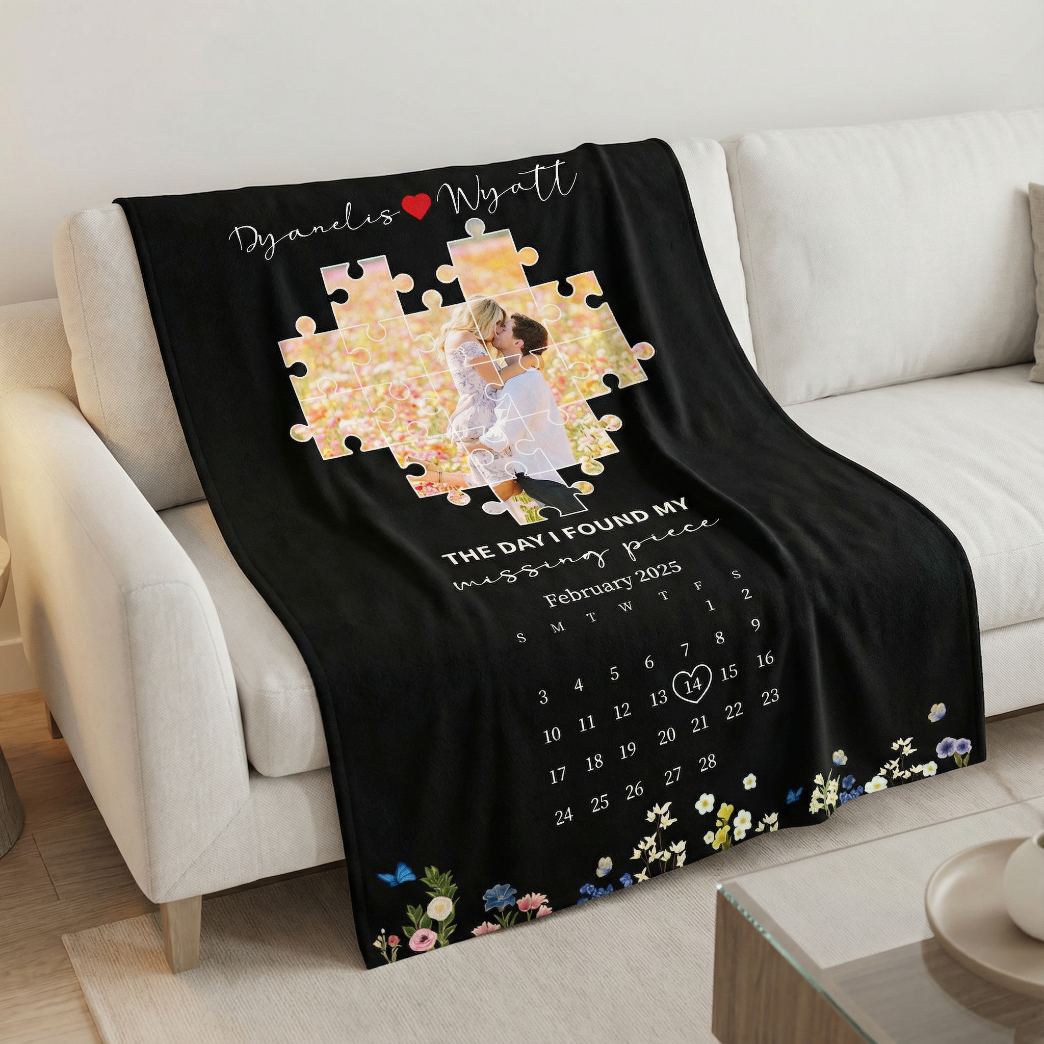 The Day I Found My Missing Piece Custom Couple Blanket