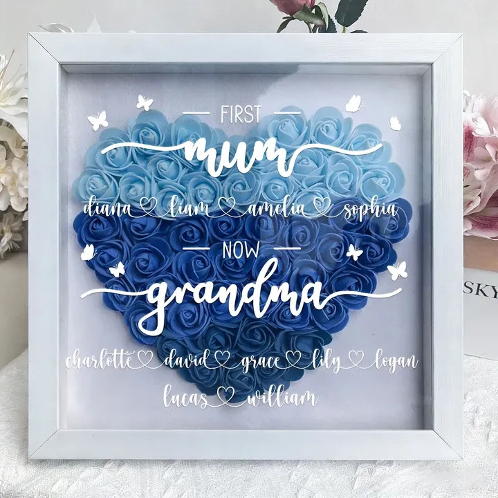 First Mum Now Grandma - Custom Flower Shadow Box