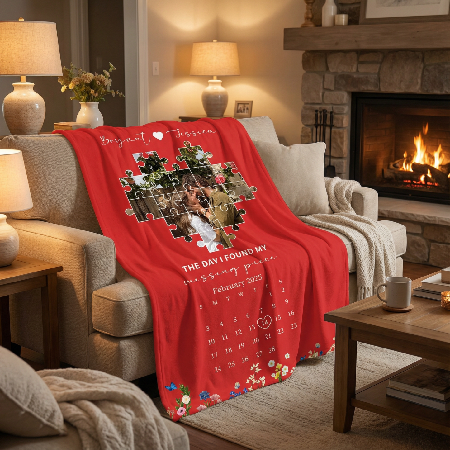 The Day I Found My Missing Piece Custom Couple Blanket