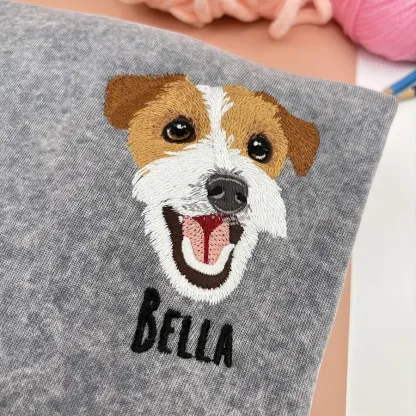 Custom Dog Embroidered Vintage Wash Sweatshirt T-Shirt