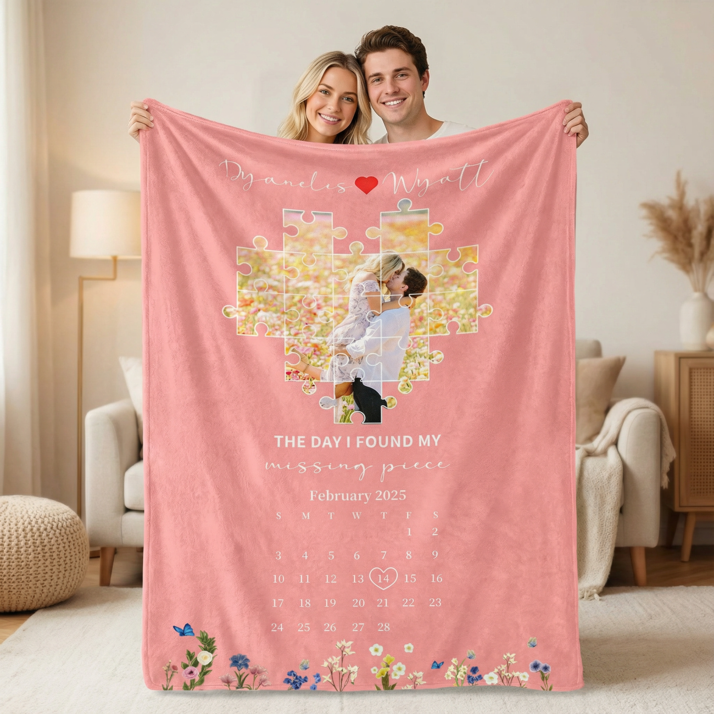 The Day I Found My Missing Piece Custom Couple Blanket