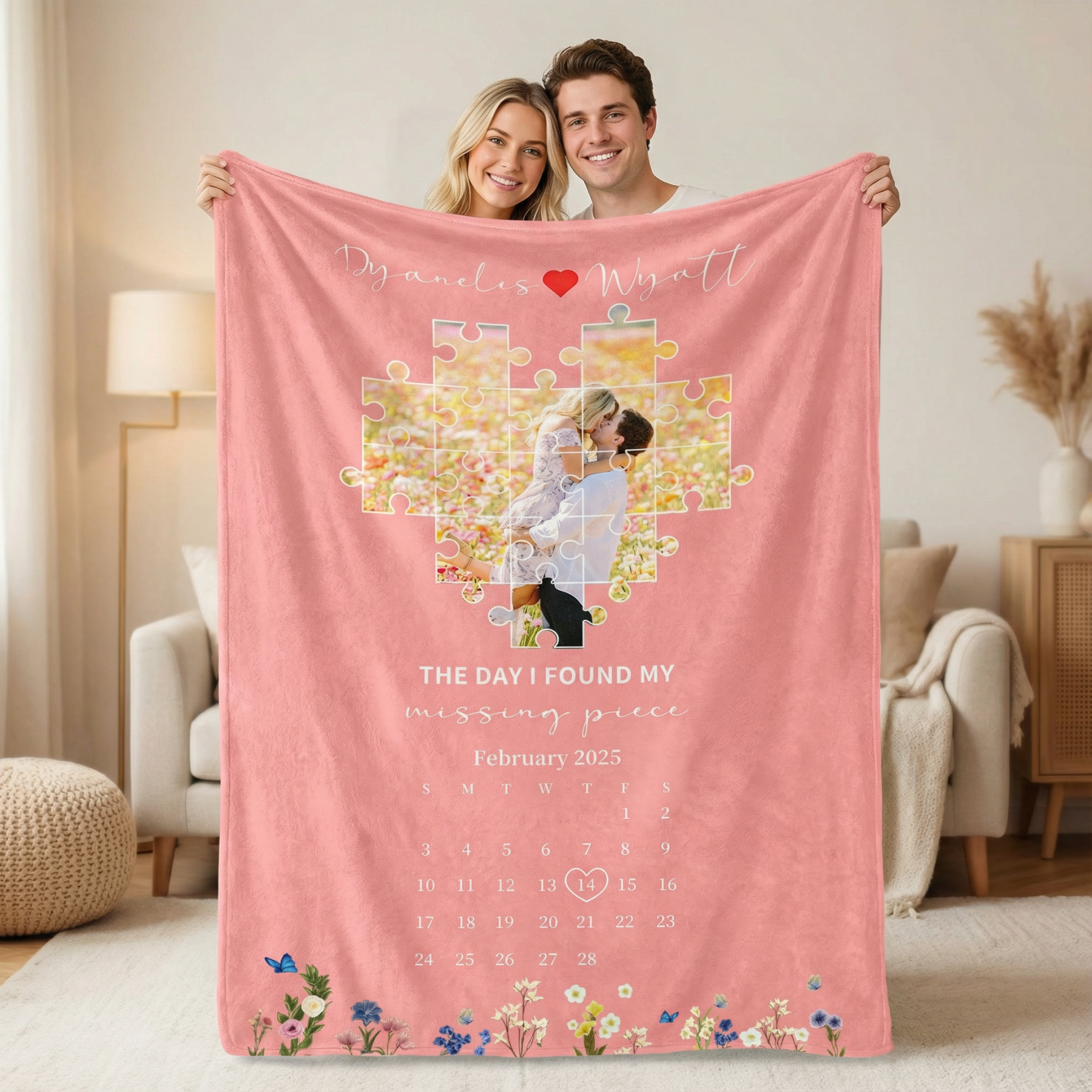 The Day I Found My Missing Piece Custom Couple Blanket