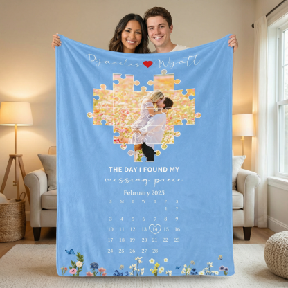 The Day I Found My Missing Piece Custom Couple Blanket