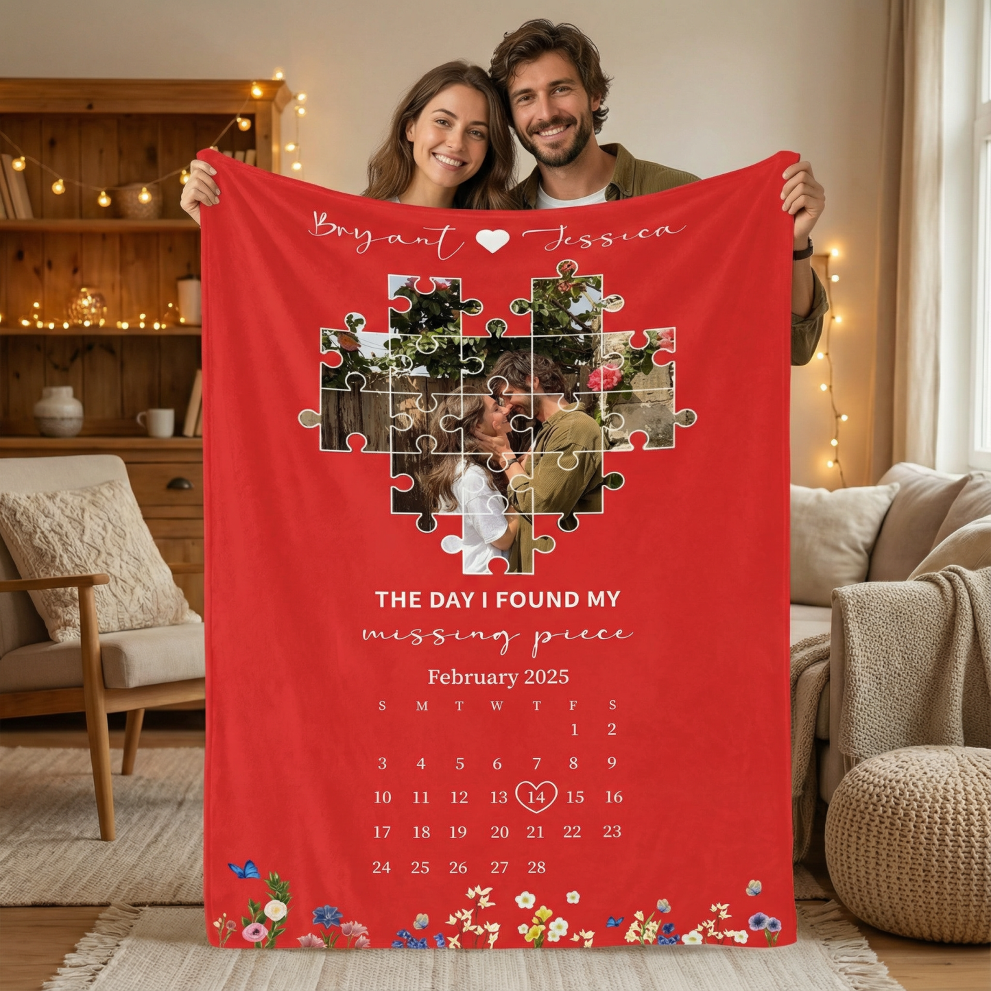The Day I Found My Missing Piece Custom Couple Blanket