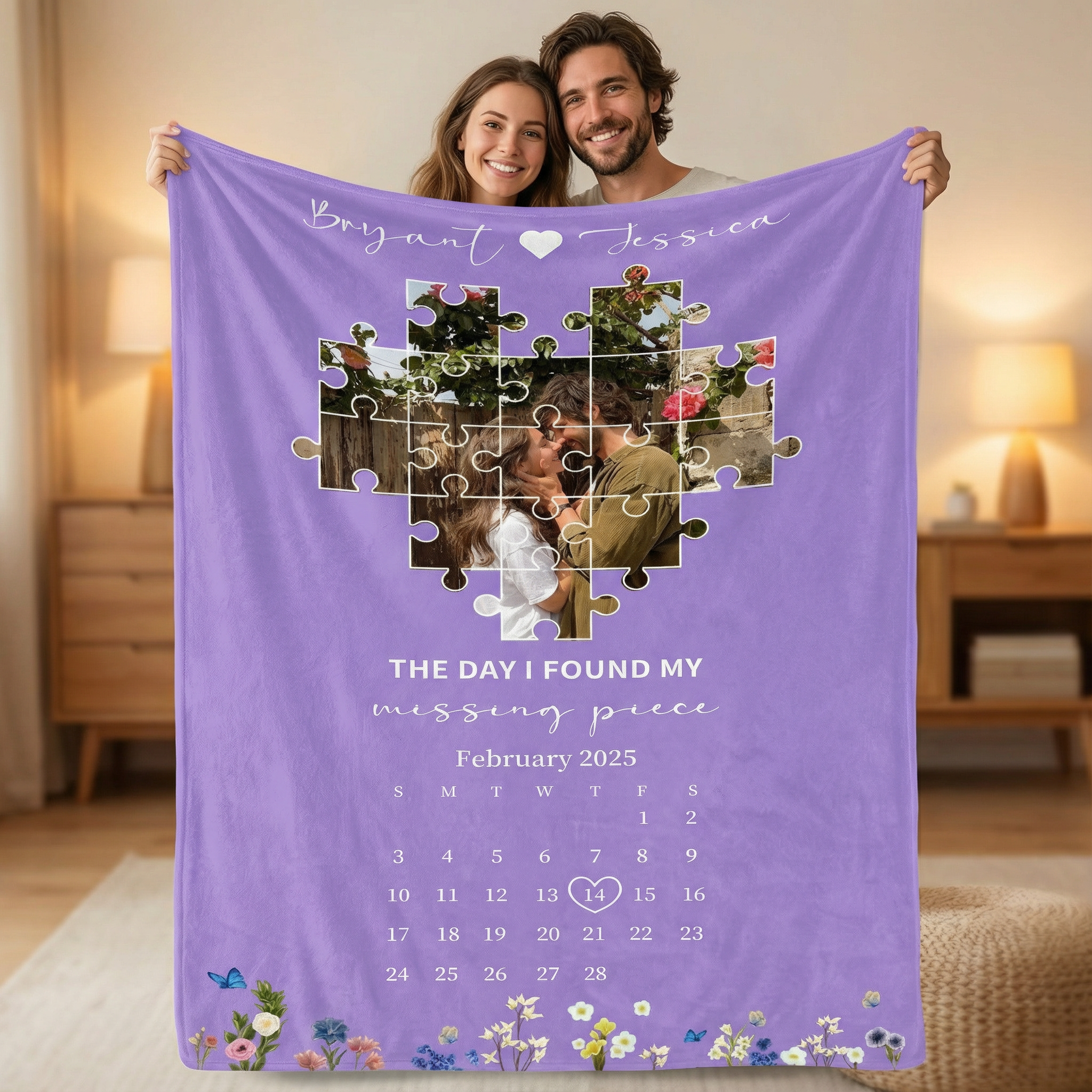 The Day I Found My Missing Piece Custom Couple Blanket