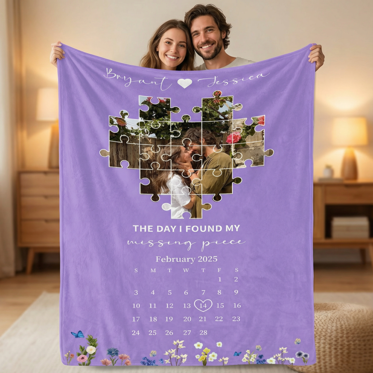 The Day I Found My Missing Piece Custom Couple Blanket