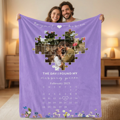 The Day I Found My Missing Piece Custom Couple Blanket