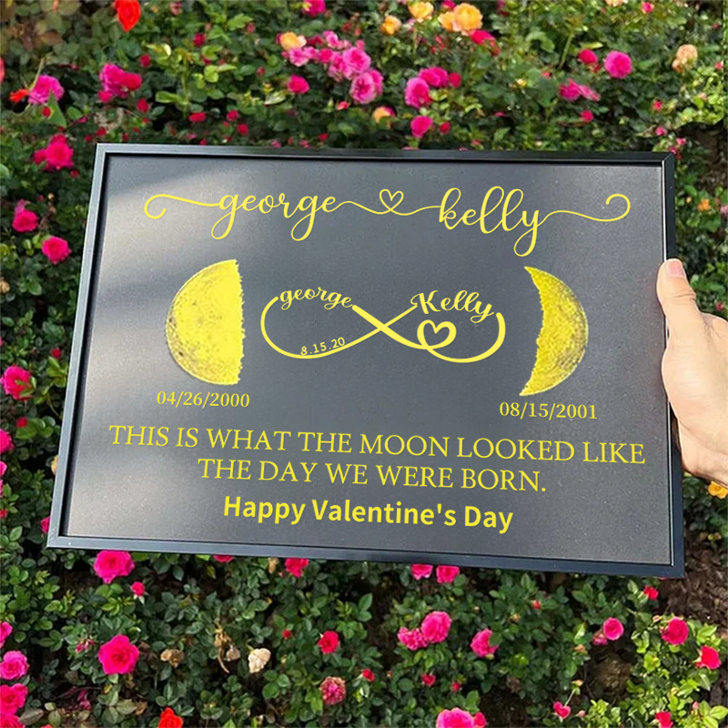 Custom Moon Phase Frame With Text & Date- Custom Art Frame for Mom - Mommy's Universe