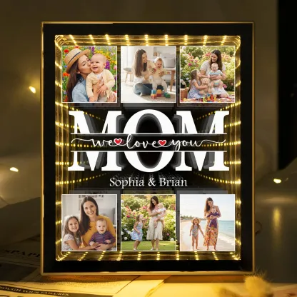 We Love You Gift For Mom, Grandma, Wife - Personalized Photo Infinity Mirror Light Box