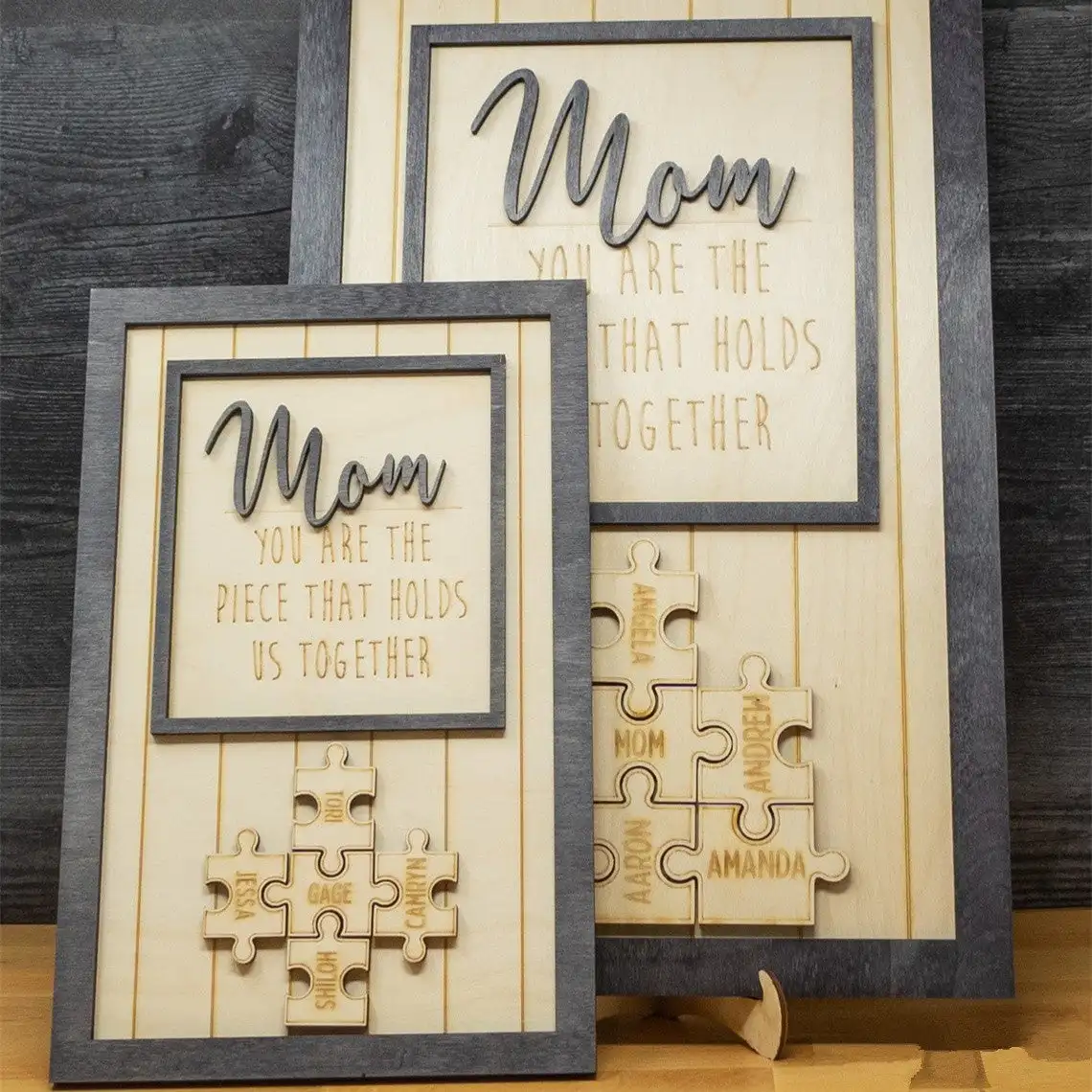 Wood Puzzle Sign Mother's Day Personalized Gift 